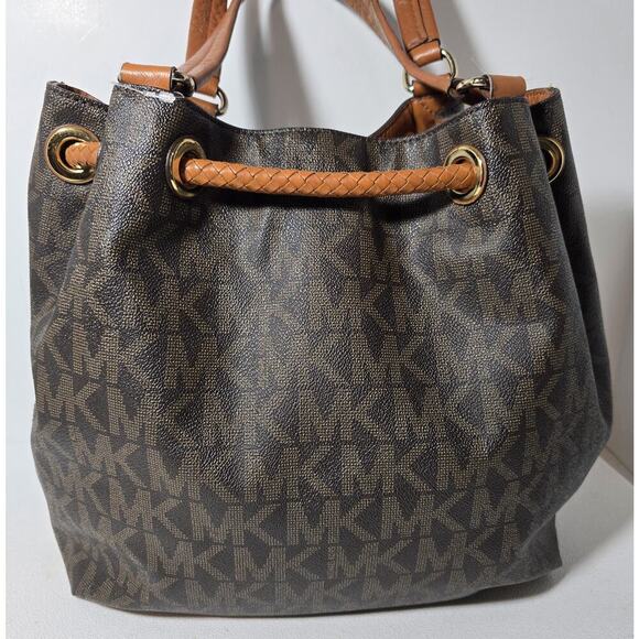 MICHAEL Michael Kors MARINA Hobo Bag Signature Canvas Tassel Drawstring Large - Picture 4 of 16